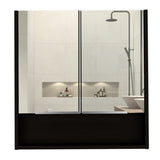 ZUN Jaspe Mirror Cabinet, Three Internal Shelves, One Open Shelf, Double Door Cabinet -Black B20091914