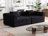 72.4-inch convertible sofa bed, chenille sofa, comes with two side storage pockets, two cushions, W3505P355564