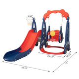 ZUN 3 In 1 Slide and Swing Set with Basketball Hoop for 1-8 Years Old Children Indoor and Outdoor, Red & W2181139445