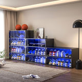 Black Glass Door Shoe Box Shoe Storage Cabinet For Sneakers With RGB Led Light 08714193