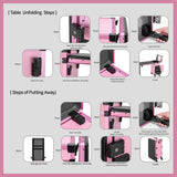Portable Nail Art Table w/ LED Mirror, Bluetooth, Lockable Drawers, Telescopic Pole - Folding 17460864