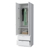 White 2-Door 2-Drawer Wardrobe B062P205246