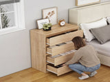4 Drawer Dresser,Modern Storage Chest of Drawers,31.5In Natural Dresser for Closet with Handle-Free W3151P407891