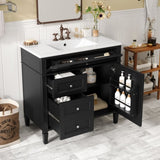 36'' Bathroom Vanity with Top Sink, Modern Bathroom Storage Cabinet with 2 Drawers and a Tip-out N710P230246B