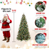 Artificial 7ft Green LED-lit Christmas Tree with 2178PE/PVC Mixed Branch Tips,Red fruit and Pine 94776815