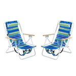 ZUN Folding Beach Chair Set of 2 for Adults, 4 Position Portable Backpack Foldable Camping Chair with 48302190