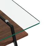 ZUN Rectangle Coffee Table, Tempered Glass Tabletop with Black Metal Legs, Modern Table for Living Room 54832432