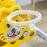 ZUN Yellow Toddler Slide for Indoors with Basketball Hoop 04628273