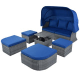 ZUN Outdoor Patio Furniture Set Daybed Sunbed with Retractable Canopy Conversation Set Wicker Furniture 37488265