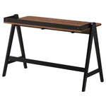 ZUN Walnut and Black Writing Desk with USB Ports B062P153882