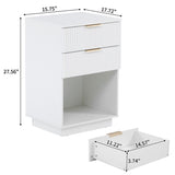 White P2 Density Board Wavy Pattern Drawer Front Two-Drawer Bedside Cabinet 42239066