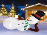 9.8 FT Lighted Christmas Inflatable Decoration, Large Inflatable Lying Snowman, Funny Blow Up Yard 20613284