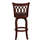 Comfortable Swivel Pub Height Chair 1pc Design Back Dark Cherry Finish Faux Leather Upholstery Solid B011P238917
