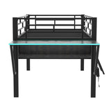 Gaming mid loft bed with desk, LED, Twin, Black MF313231AAB
