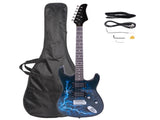 Lightning Style Electric Guitar with Power Cord/Strap/Bag/Plectrums Black & Dark Blue 86515005