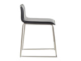 26" Contemporary Counter Stool in Brushed Stainless Steel, and Black Faux Leather - Set of 2 B202P222060