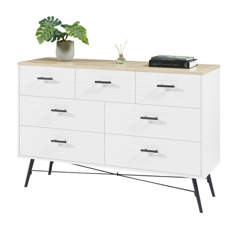 ZUN 7 Drawer Dresser for Bedroom with Deep Drawers, Wood & Chest of Drawers, Modern White Long W1820P152746
