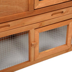 ZUN Large Wooden Rabbit Hutch Indoor and Outdoor Bunny Cage with a Tray and Runs for Small Animals, W2181P155336