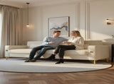FX-P18-BEModern Beige Sofa Couch for Living Room, 85.83" Upholstered 3-Seater Sofa with Metal W57649843