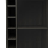 Vegas Bar Cart, Two Tier Cabinet With Glass Door, Six Cubbies For Liquor B128P176150