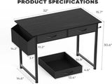 32 Inch Small Desk Computer Desk with 2 Fabric Drawer Storage Bag Iron Hook Gaming Writing Table, 98179207