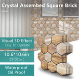 48 Pcs Hexagon Peel And Stick Backsplash Tile, Stick On Backsplash For Kitchen And Bathroom, Wood 45549744