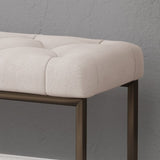 Upholstered Button Tufted Bench,Beige and Bronze N757P256383A