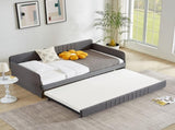 Daybed, sofa bed metal framed with trundle twin size, Grey, 78.4''L x 41''W x 29.8''H. W1162P214581