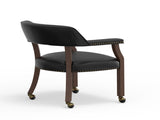 Gorman Dining and Game Chair in Walnut with Black Faux Leather B050P412222