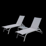 ZUN Chaise Lounge Outdoor Set of 3, Lounge Chairs for Outside with Wheels, Outdoor Lounge Chairs with 5 W1859109851