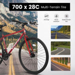 ZUN A27305 700c Ecarpat Road Bike, 21-Speed Disc Brakes, Carbon Steel Frame Bike ,Racing Bike City W2563P169844