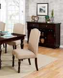 Transitional Antique Cherry Beige Set of 2pc Side Chairs Padded Fabric Turned Legs Dining Room B011P152638