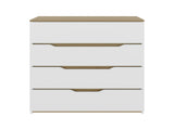 Drawer Dresser 35"H, Four Drawers, Superior Top, White / Light Oak B097132891