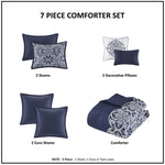 ZUN Full/Queen 7 Piece Flocking Comforter Set with Euro Shams and Throw Pillows B035128899