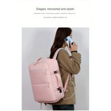 Women's Large Capacity Backpack with USB Charger and Shoe Pocket, Flight-Approved for Easy Travel. 69666222