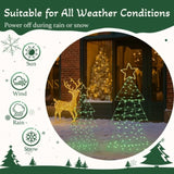 Set of 2 Lighted Metal Christmas Tree Yard Decorations, Pre-lit Holiday Decor with 150 Green and 05324833