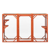 Wooden Cat House, Outdoor Cat Cage with Water-proof Asphalt Planks and Cat Perches, Orange W2181P151887