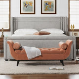 Elle Wingback Upholstered King Bed, Silver Grey Polyester B2719P245936