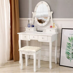 ZUN With Light Bulb Single Mirror 5 Drawer Dressing Table White 60709581