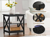 3 Tier Wood X Shape Square End Table for Living Room, Black 80699349