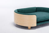 ZUN Scandinavian style Elevated Dog Bed Pet Sofa With Solid Wood legs and Bent Wood Back, Velvet W79490082