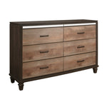 ZUN Modern Rustic Style 1pc Dresser of 6x Drawers 2-Tone Finish Wooden Bedroom Furniture B011P208175