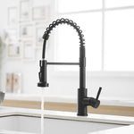 ZUN Kitchen Faucet with Pull Down Sprayer Black Stainless Steel Single Handle Pull Out Spring Sink W1932P224868