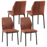 ZUN Brown PU Leather Dining Chairs Set of 4 Faux Leather Dining Chairs Living Room Chair Modern Kitchen W1164P195158