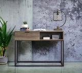 ZUN ACME Galeno Writing Desk, Rustic Oak & Black Finish OF00320