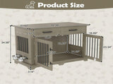 44.48" Large Dog Crate Furniture, Indoor Wooden Dog Kennel End Table with 2 Storage Drawers and 95356075