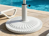 22 LBS White Outdoor Patio Umbrella Base Stand HDPE & Cement Weighted Umbrella Holder with 87815513