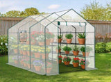Large Walk-in Greenhouse with PE Cover & Side Windows, 12-Shelf Indoor Outdoor Portable Greenhouse 51283548