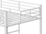 White Twin Bunk Bed Square Tube High Guardrail Side Ladder Opening Iron Bed 58697085
