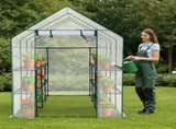 Large Walk-in Greenhouse with PE Cover & Side Windows, 12-Shelf Indoor Outdoor Portable Greenhouse 51283548